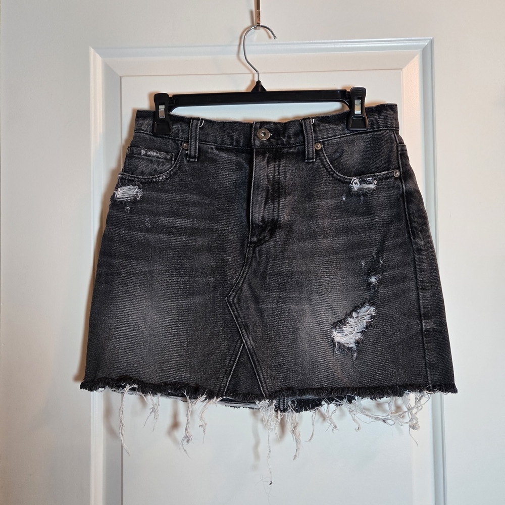 Pistola Charcoal Distressed Mini Skirt